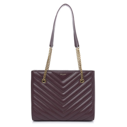 Saint Laurent Grain de Poudre Matelasse Chevron Small Tribeca Shopping Bag Rouge Legoin 1 of 9