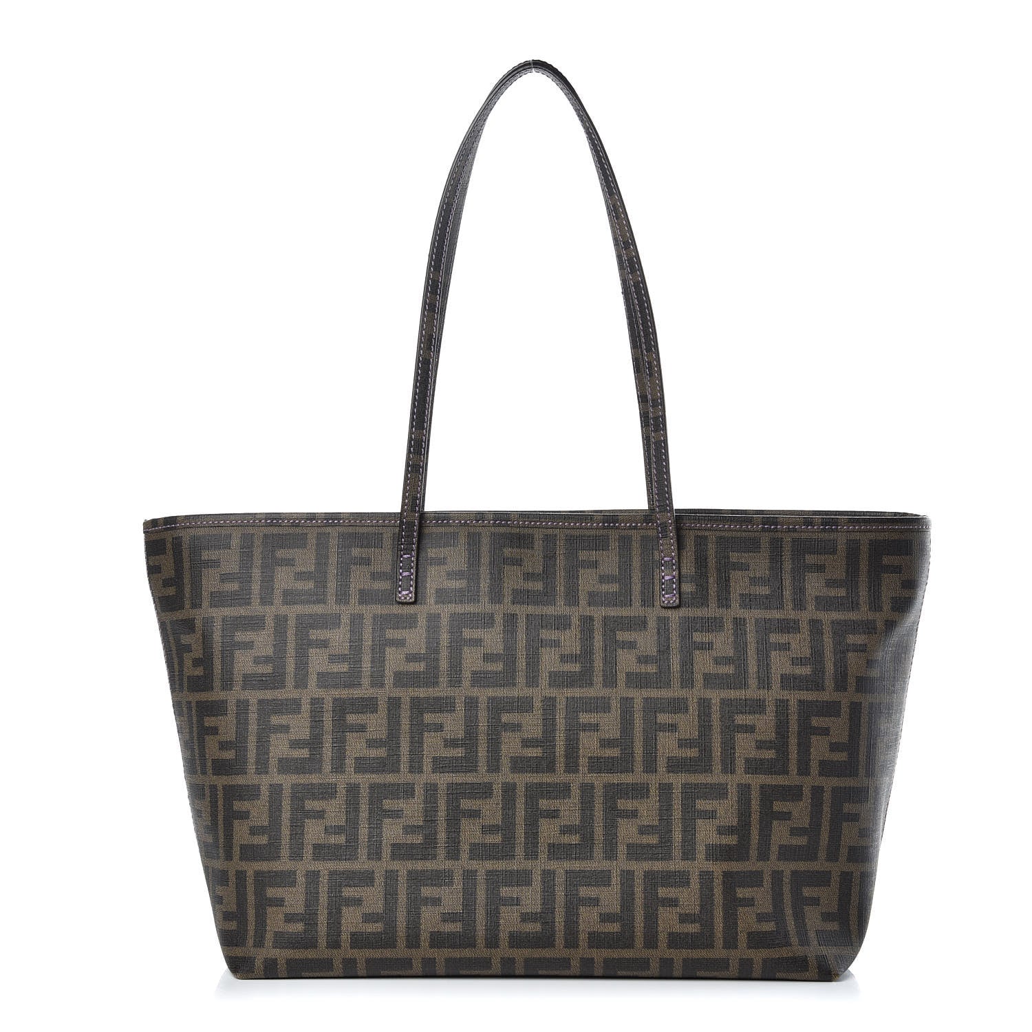 Fendi Zucca Spalmati Small Roll Tote Tobacco Viola 1 of 9