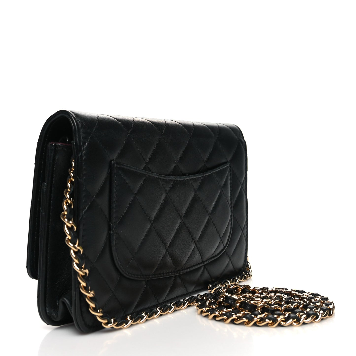 Lambskin Quilted Wallet On Chain WOC Black