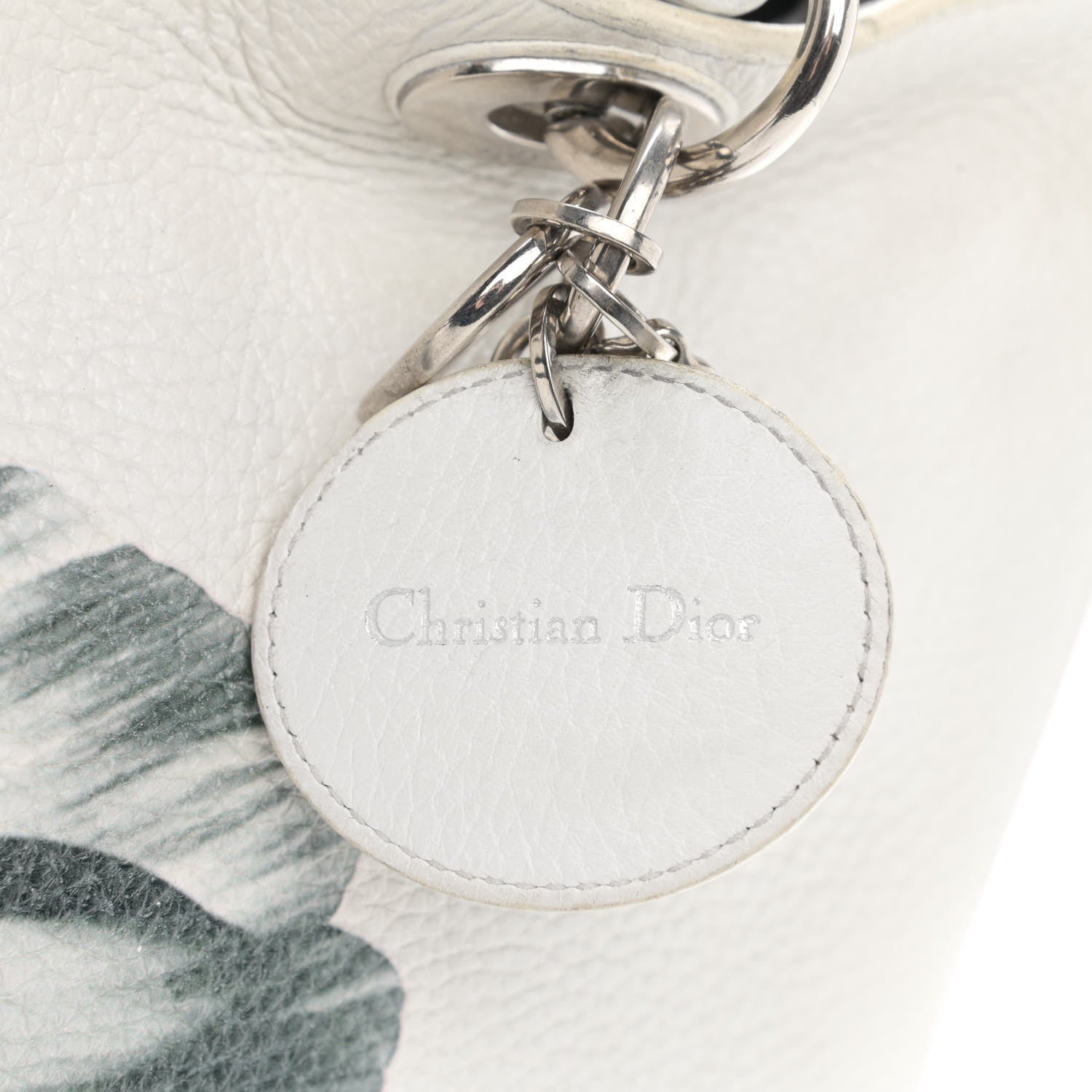 Christian Dior Bullcalf Printed Medium Flower Diorissimo Tote White 16 of 17