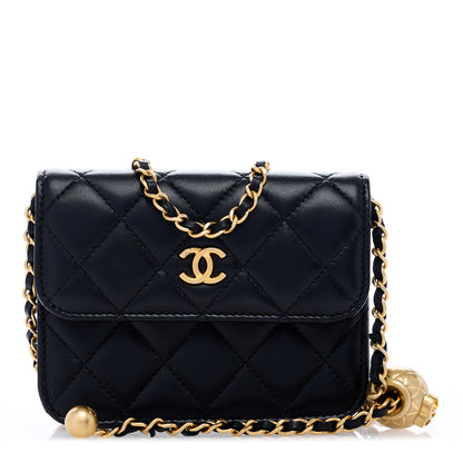 Chanel Lambskin Quilted Pearl Crush Clutch With Chain Black 1 of 10