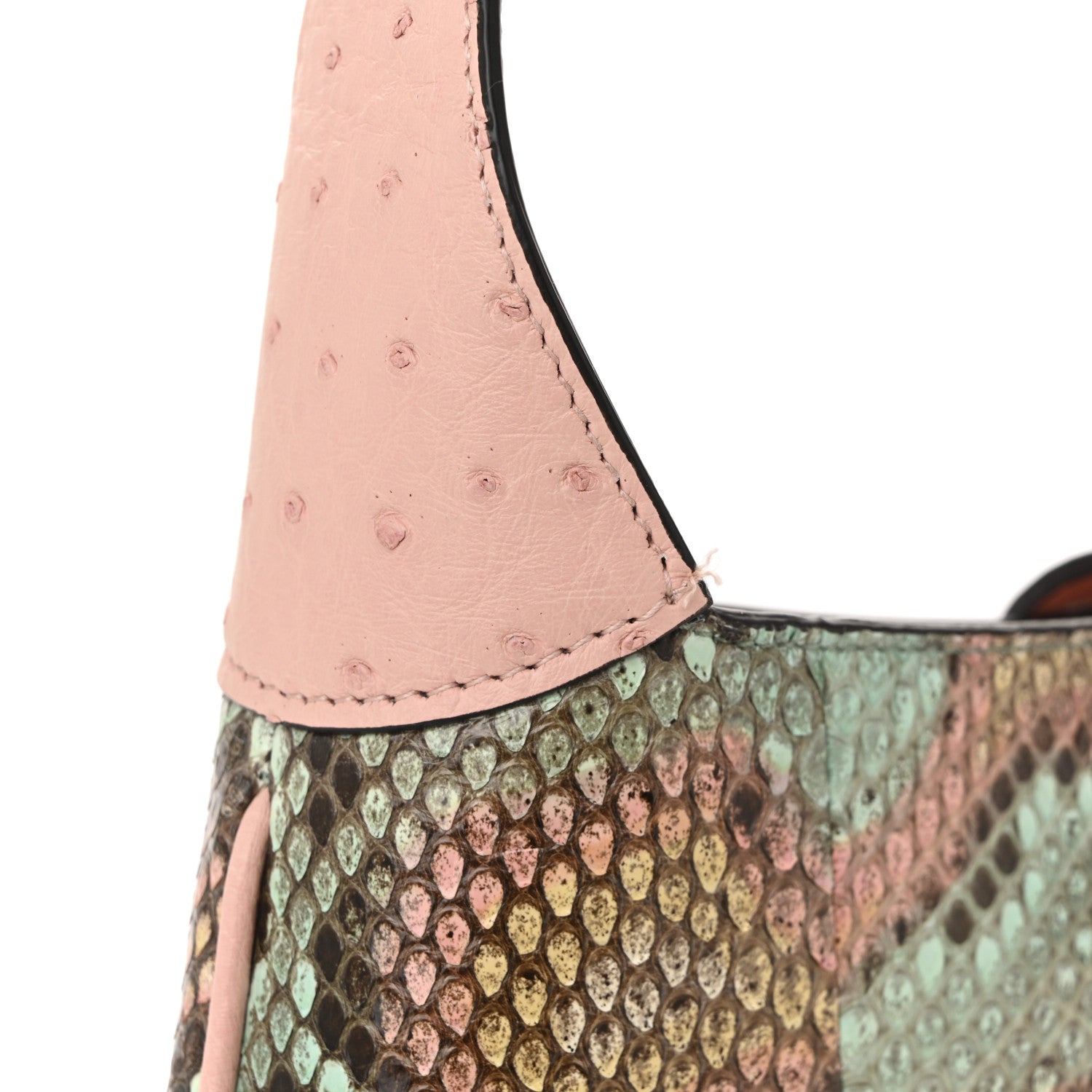 Gucci Snakeskin Ostrich Calfskin Small Jackie 1961 Hobo Pink Multicolor 11 of 11