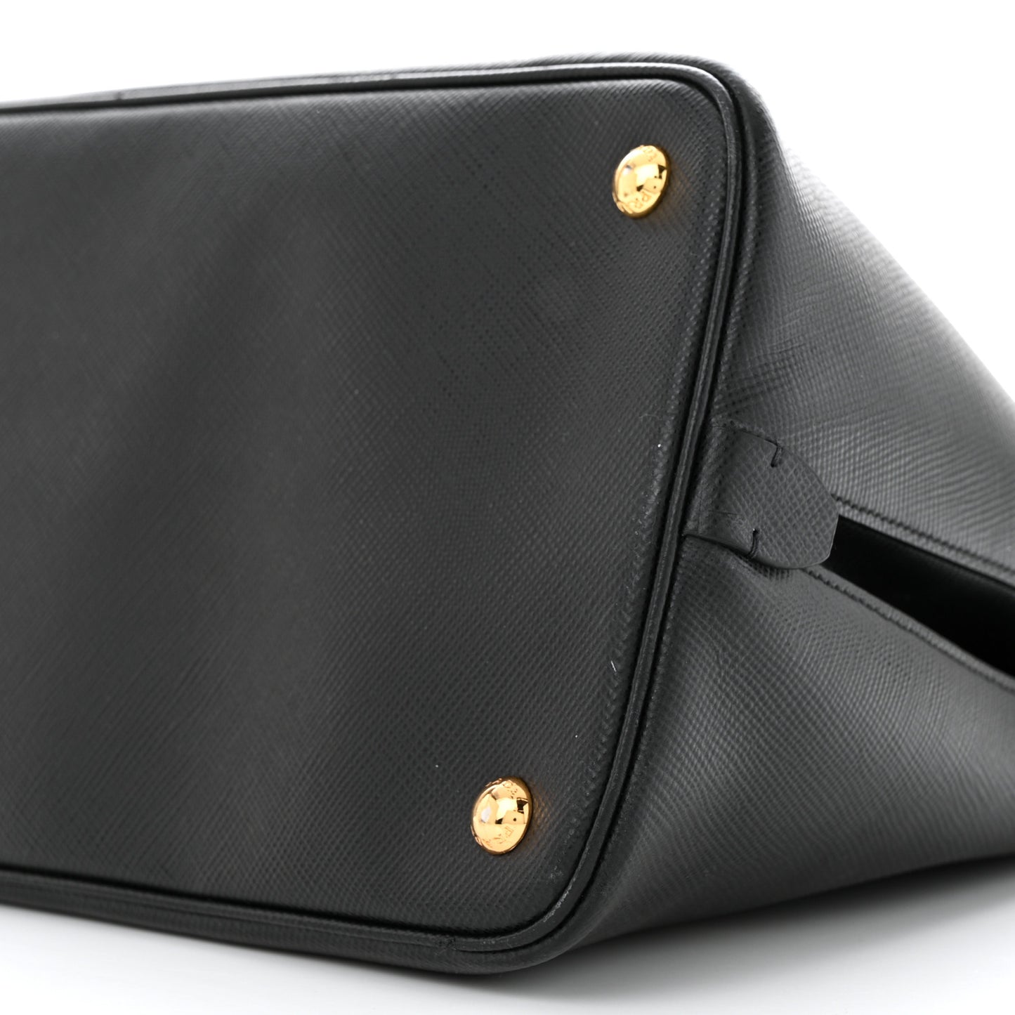 Saffiano Cuir Bi-Color Double Handle Tote Black Fuoco