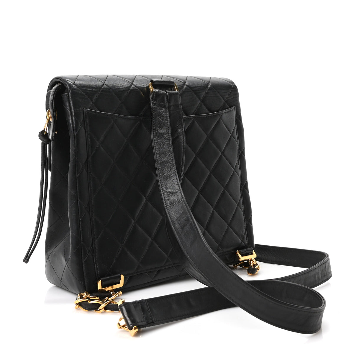 Lambskin Quilted Backpack Black