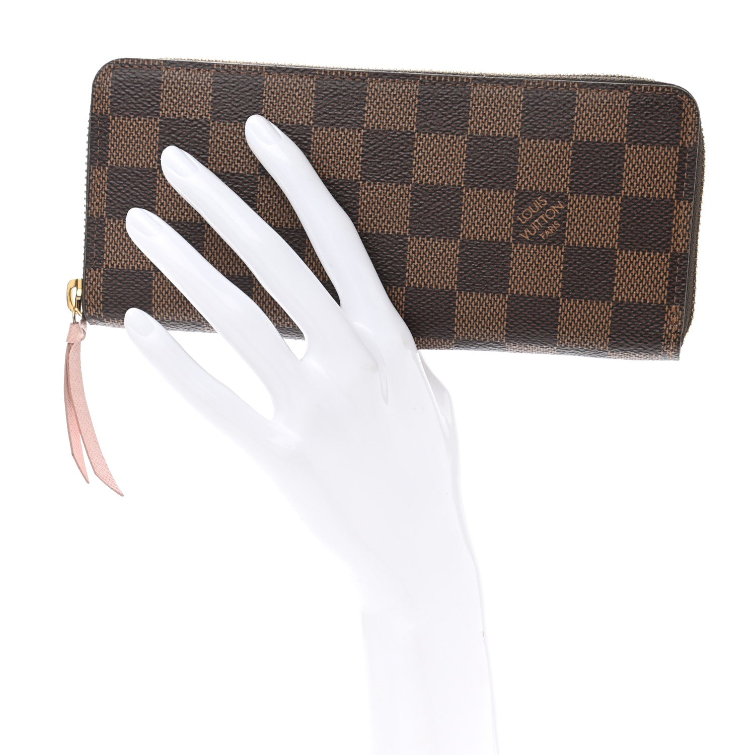 Louis Vuitton Damier Ebene Clemence Wallet Rose Ballerine 2 of 7