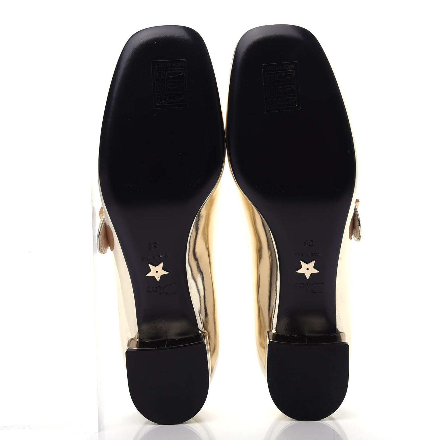 Mirror Finish Calfskin Baby-D Ballet Pumps 36 Stardust Gold