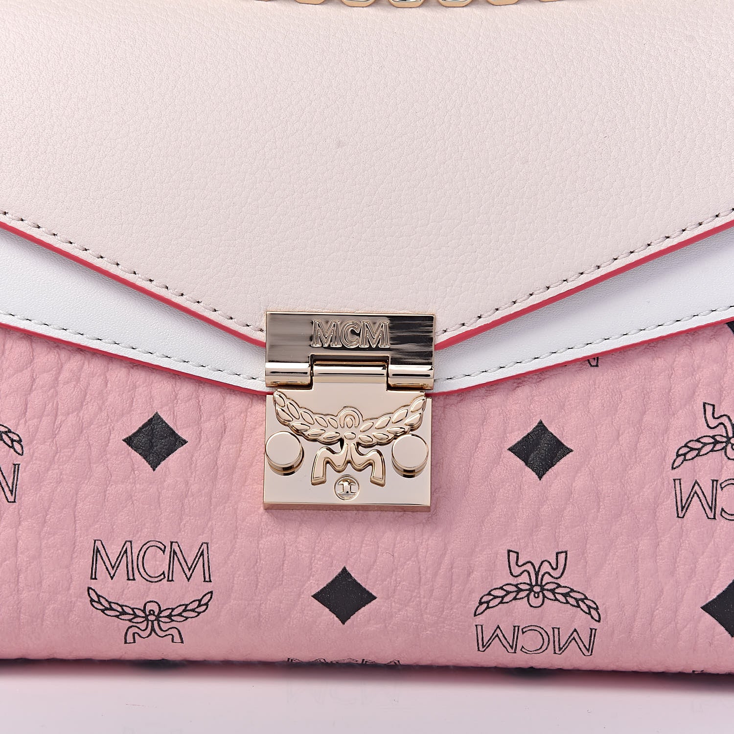 MCM Calfskin Visetos Monogram Millie Color Block Crossbody Bag Pink Tint 11 of 13