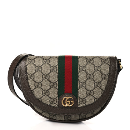 Gucci GG Supreme Monogram Textured Dollar Calfskin Web Mini Ophidia Flap Shoulder Bag Beige Ebony New Acero 1 of 10