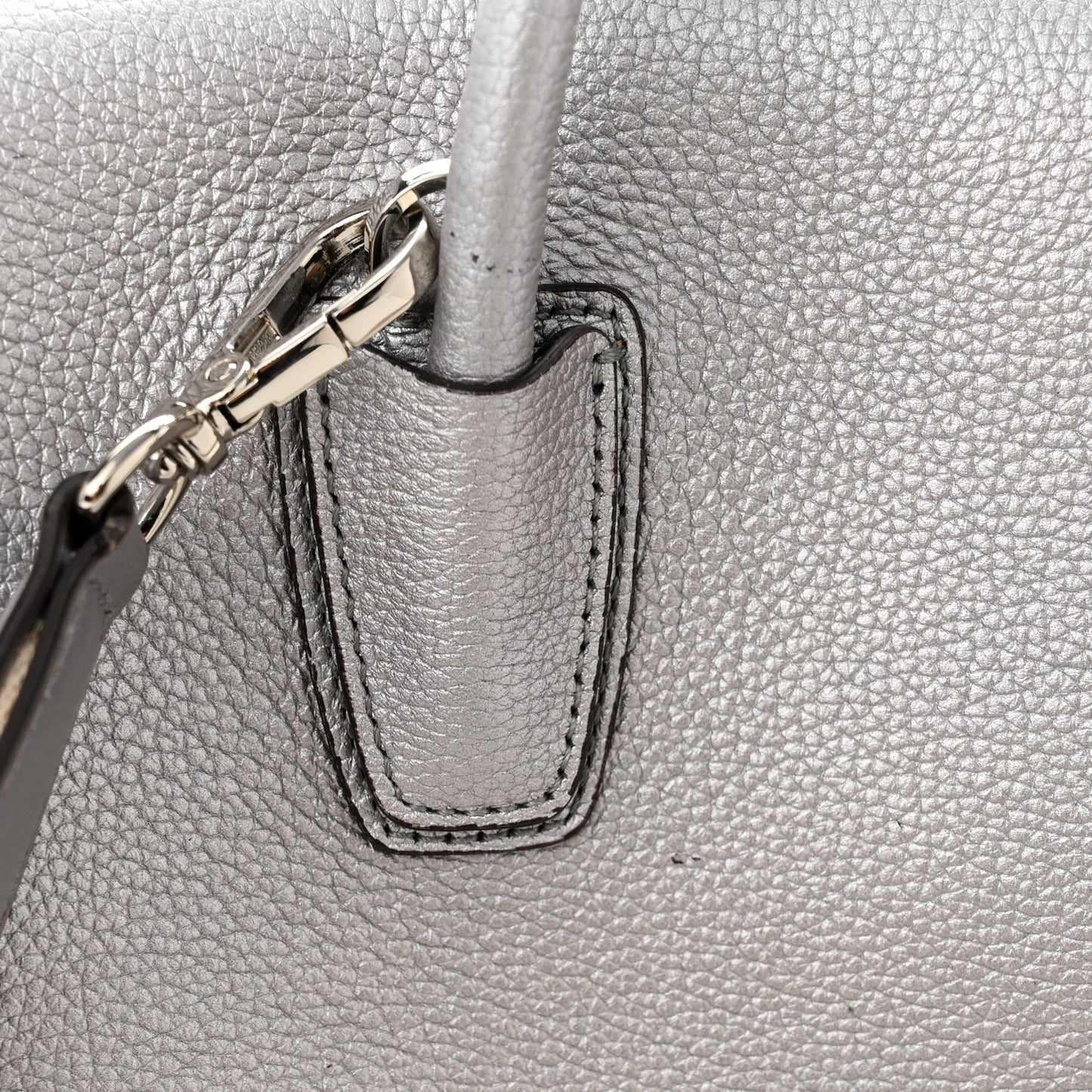 Metallic Grained Calfskin Medium Milla Tote Spike Silver