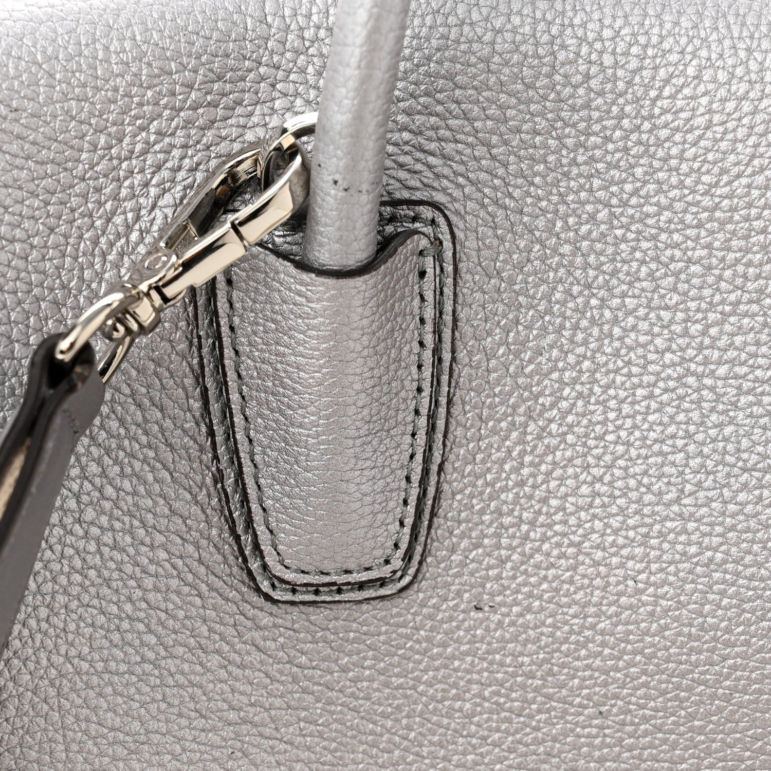 MCM Metallic Grained Calfskin Medium Milla Tote Spike Silver 11 of 13