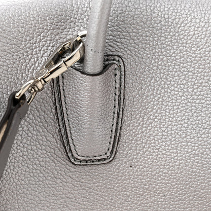 MCM Metallic Grained Calfskin Medium Milla Tote Spike Silver 11 of 13