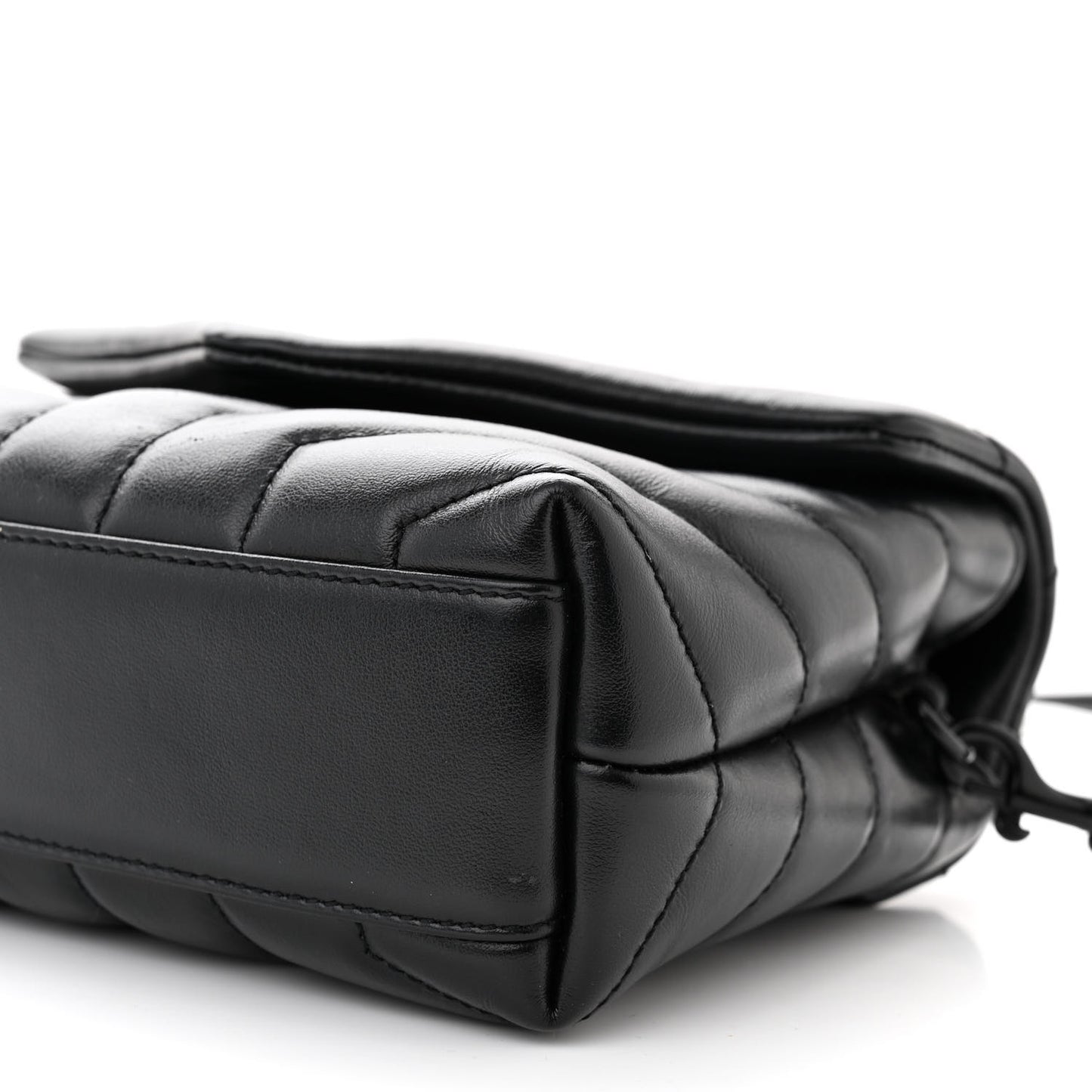 Calfskin Y Quilted Monogram Monochrome Toy Loulou Crossbody Bag Black