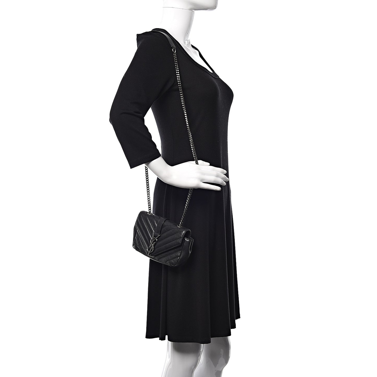 Sheepskin Matelasse Chevron Monogram Classic Baby Chain Bag Black