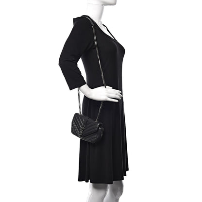 Saint Laurent Sheepskin Matelasse Chevron Monogram Classic Baby Chain Bag Black 2 of 16