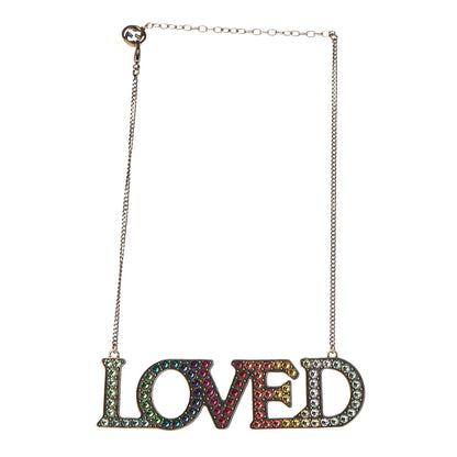Gucci Metal Crystal Loved Short Necklace Aged Gold 3 of 7