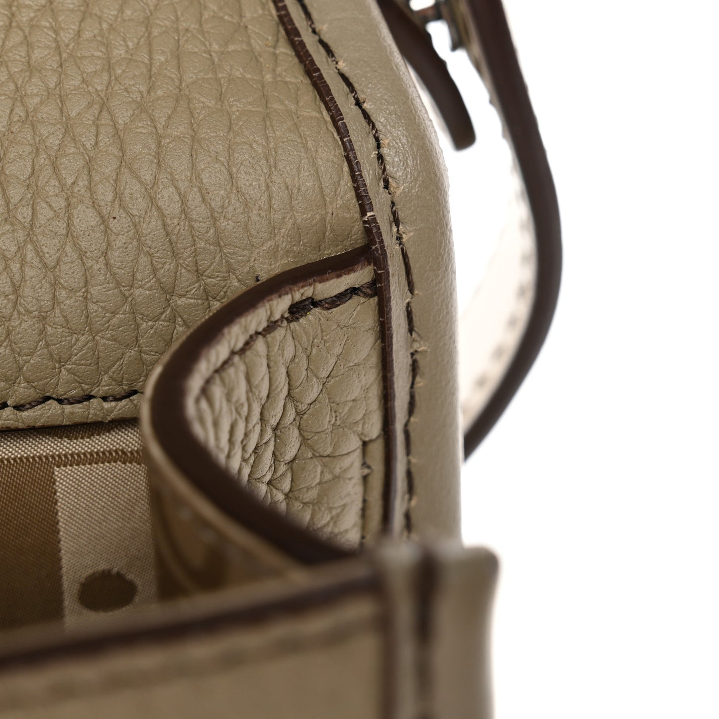Grained Calfskin Mini Gallop Bag With Strap Beige