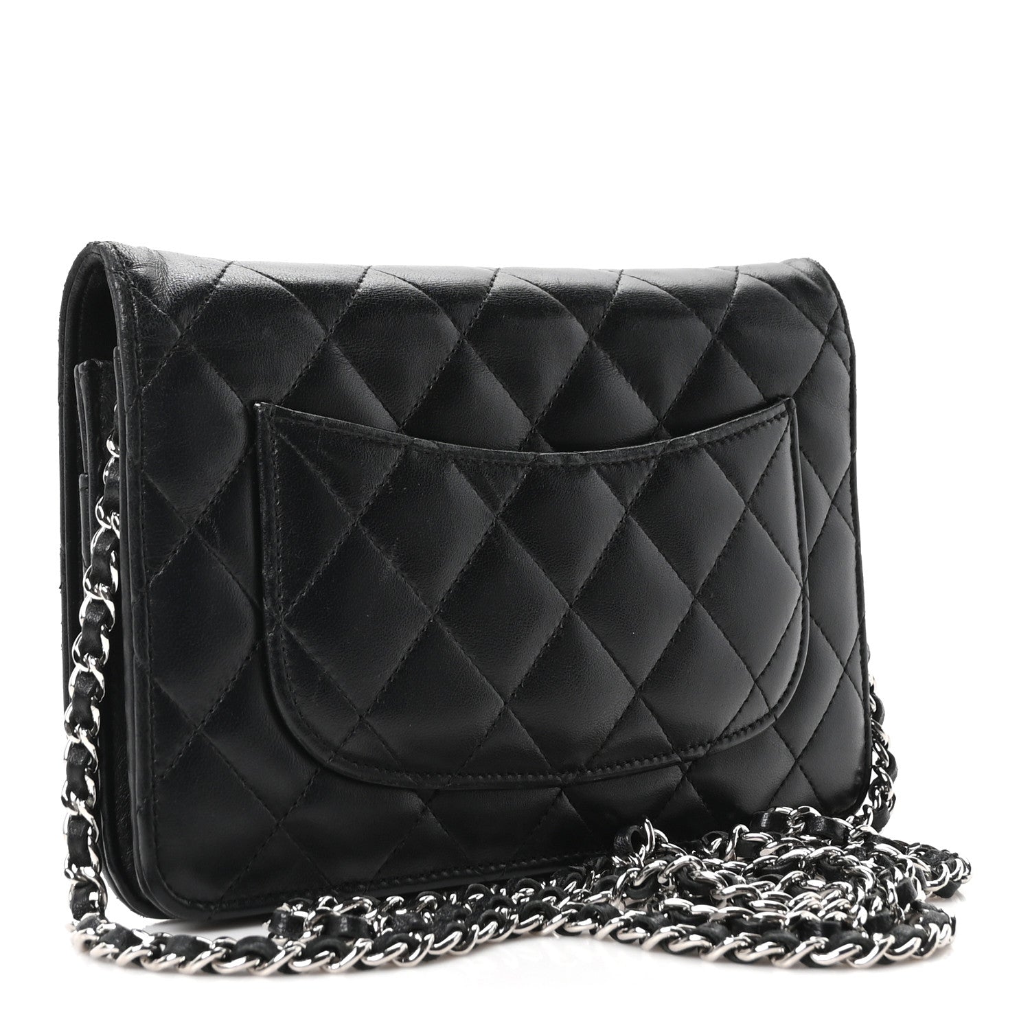 Chanel Lambskin Quilted Wallet On Chain WOC Black 3 of 11