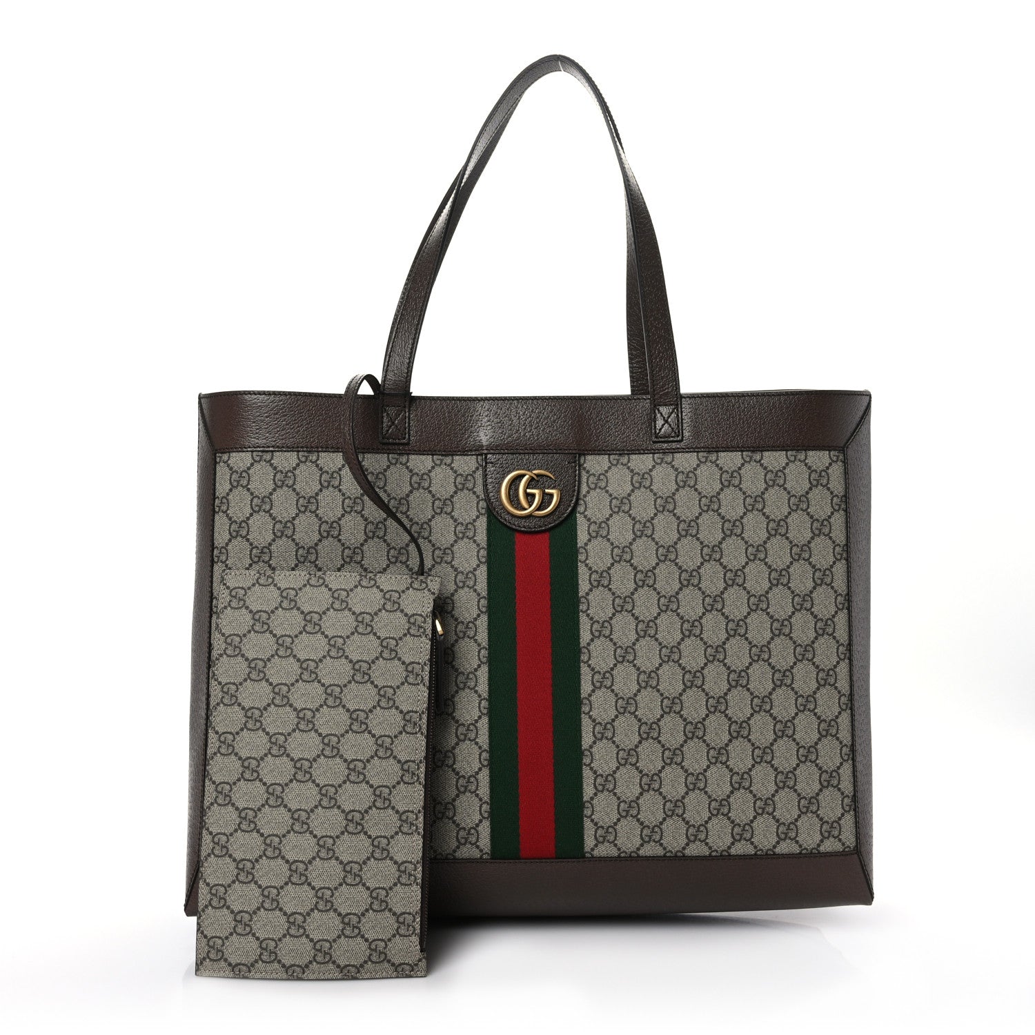 Gucci GG Supreme Monogram Web Ophidia Tote Brown 1 of 11