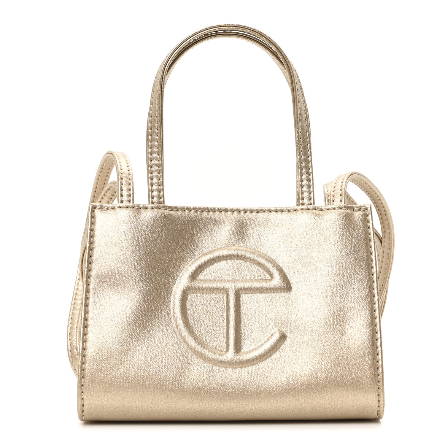 Telfar Metallic Vegan Leather Small Shopping Bag Gold 1 of 9