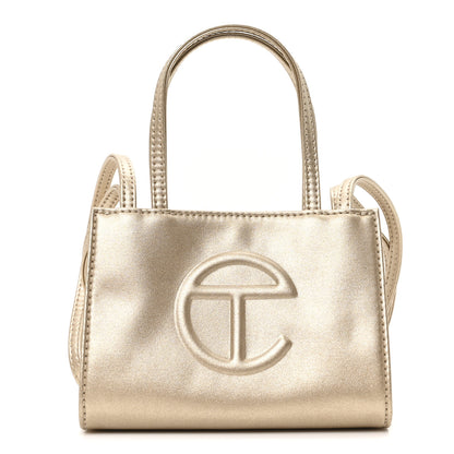 Telfar Metallic Vegan Leather Small Shopping Bag Gold 1 of 9