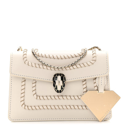 Bulgari Calfskin Woven Chain Serpenti Forever Crossbody Bag White 1 of 10