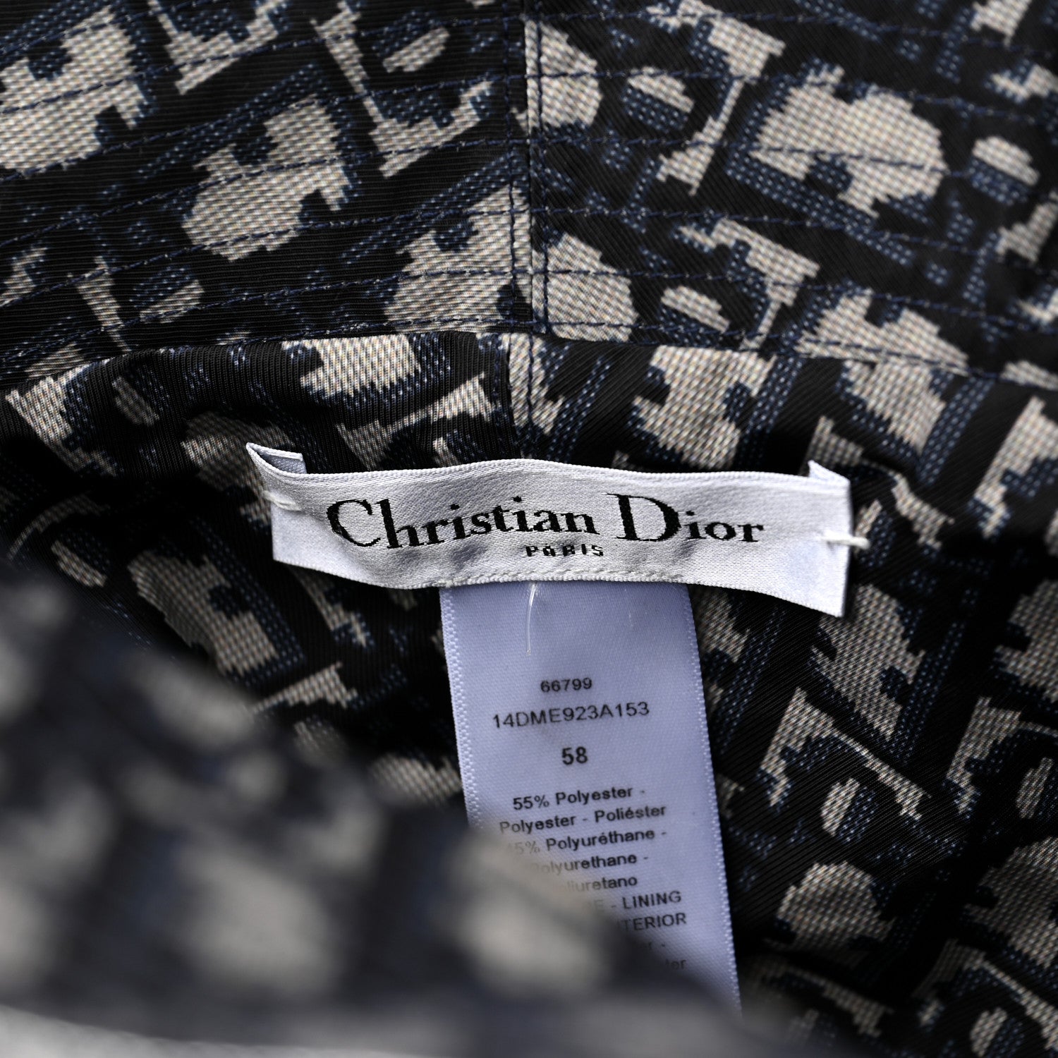 Christian Dior Metallic Oblique Reversible Teddy-D Bob Bucket Hat 58 Blue Silver 13 of 13