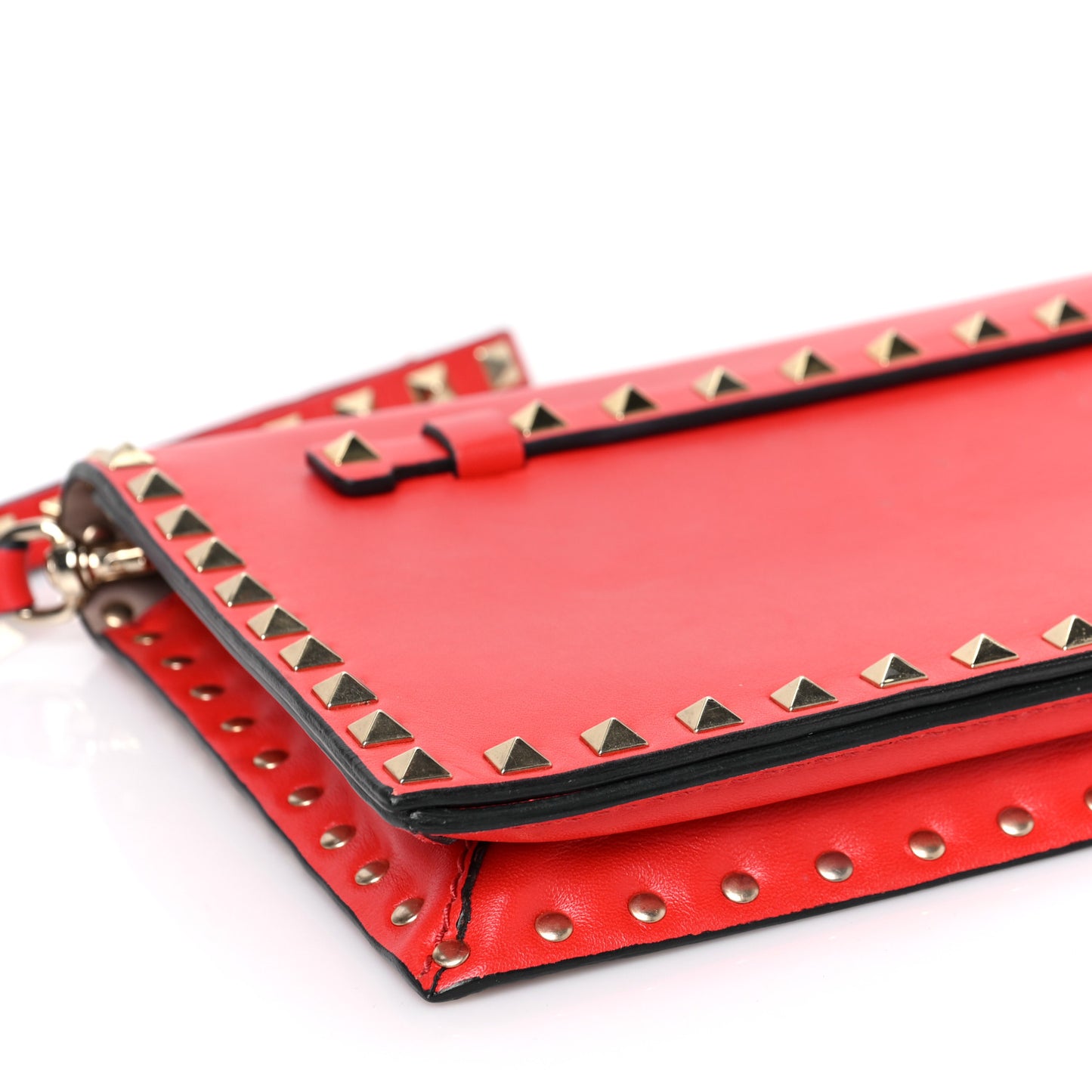 Nappa Rockstud Wristlet Clutch Deep Orange
