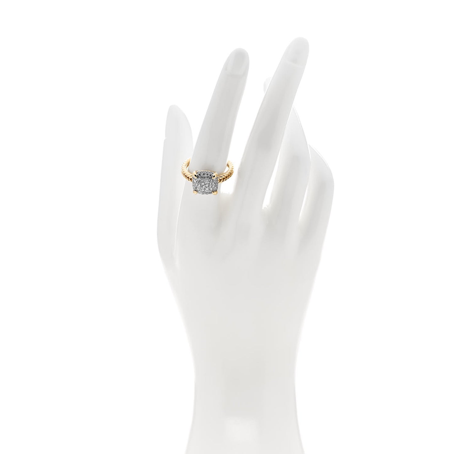 18K Yellow Gold Diamond 11mm Chatelaine Full Pave Ring 56 7.75
