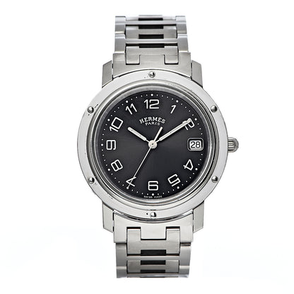 Hermes Stainless Steel 36mm Clipper Quartz Watch Grey 1 of 11