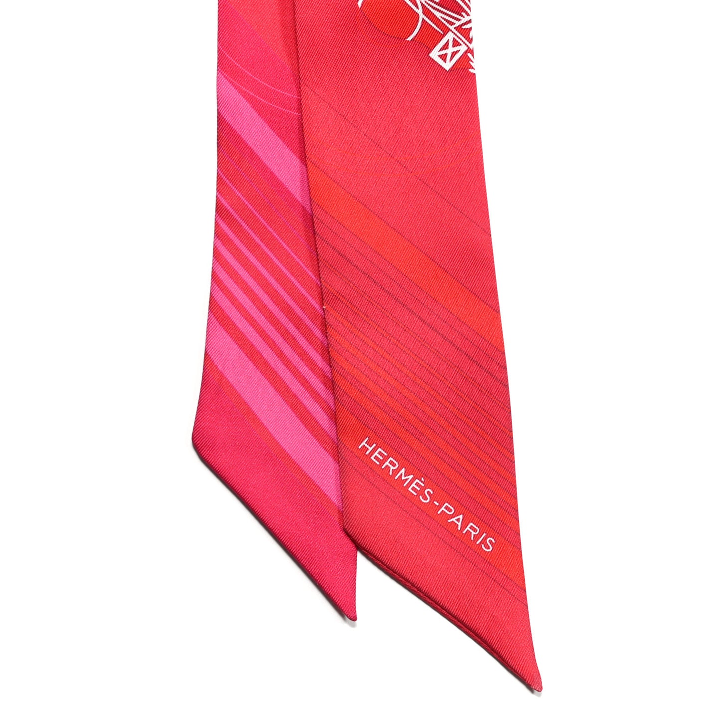 Silk Ex-Libris Twilly Fuchsia Rouge White