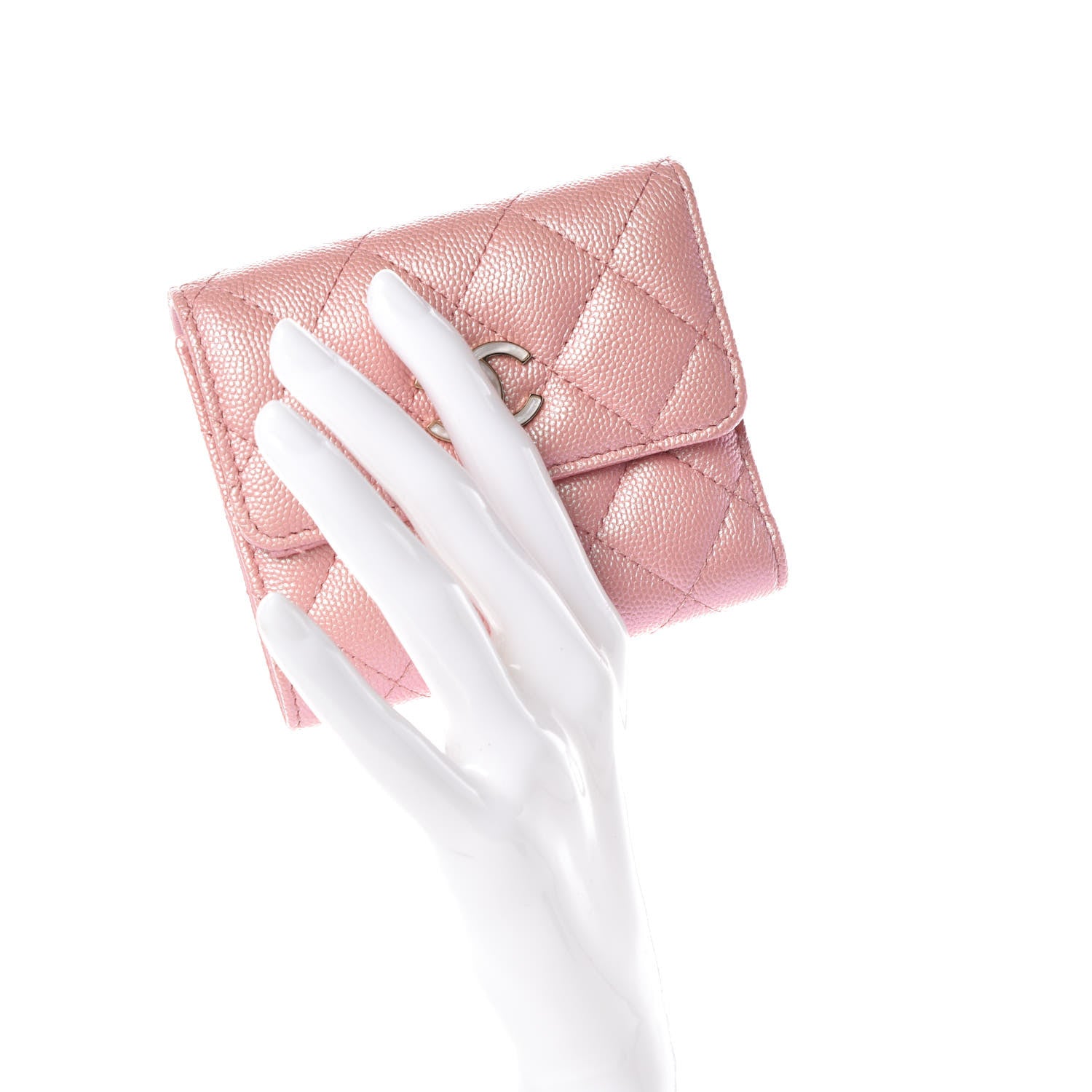 Chanel Iridescent Caviar Small Quilted Flap Wallet Rose Pink 2 of 9