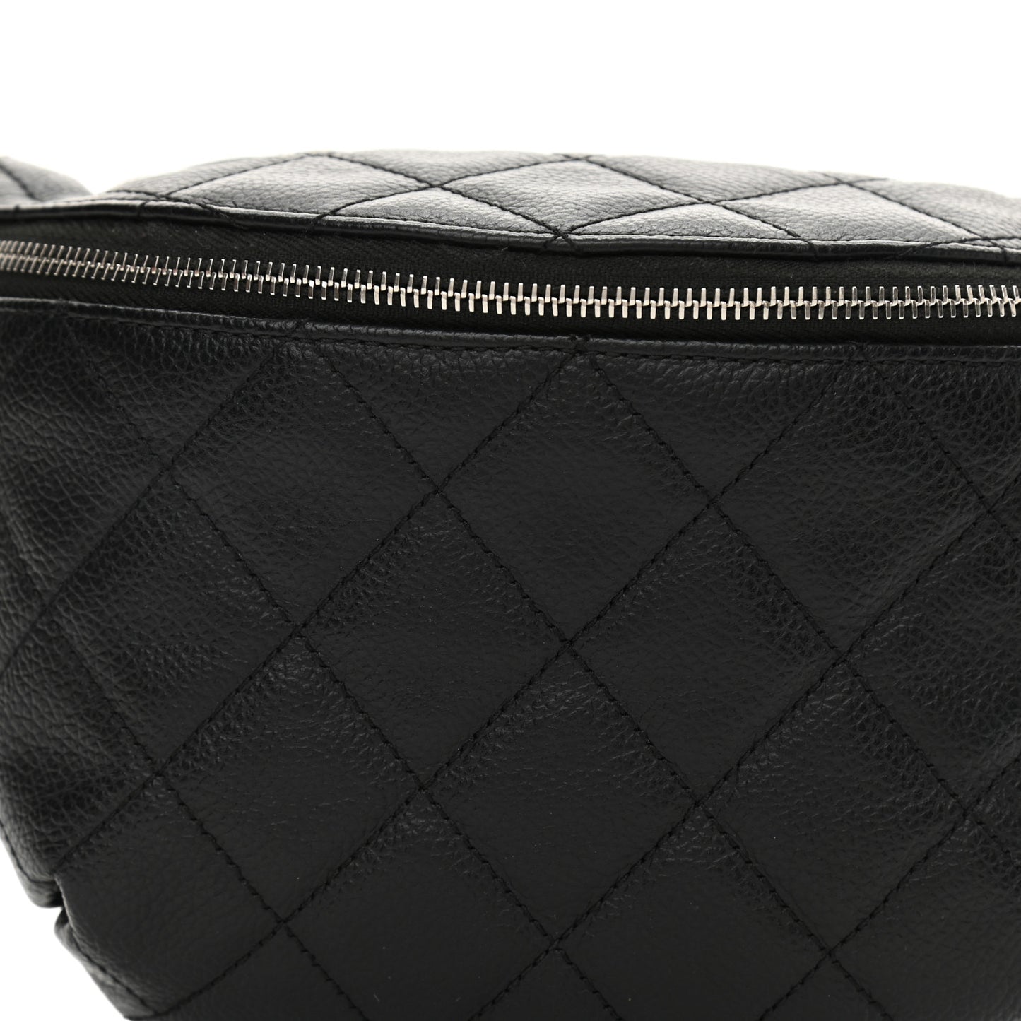 Grained Calfskin Quilted Waist Belt Bag Black