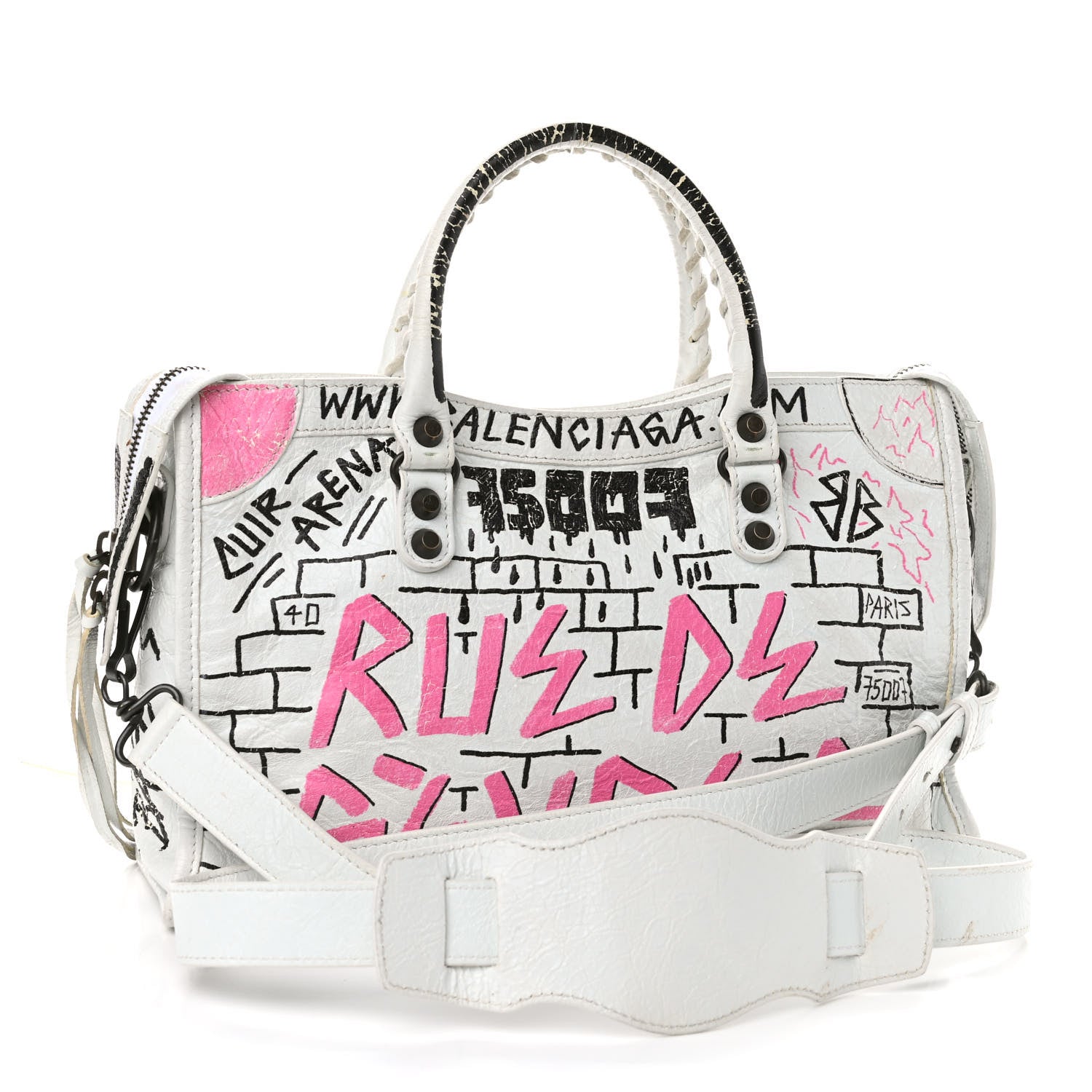 Balenciaga Agneau Graffiti All Over Classic Hardware S City White Multicolor 3 of 9