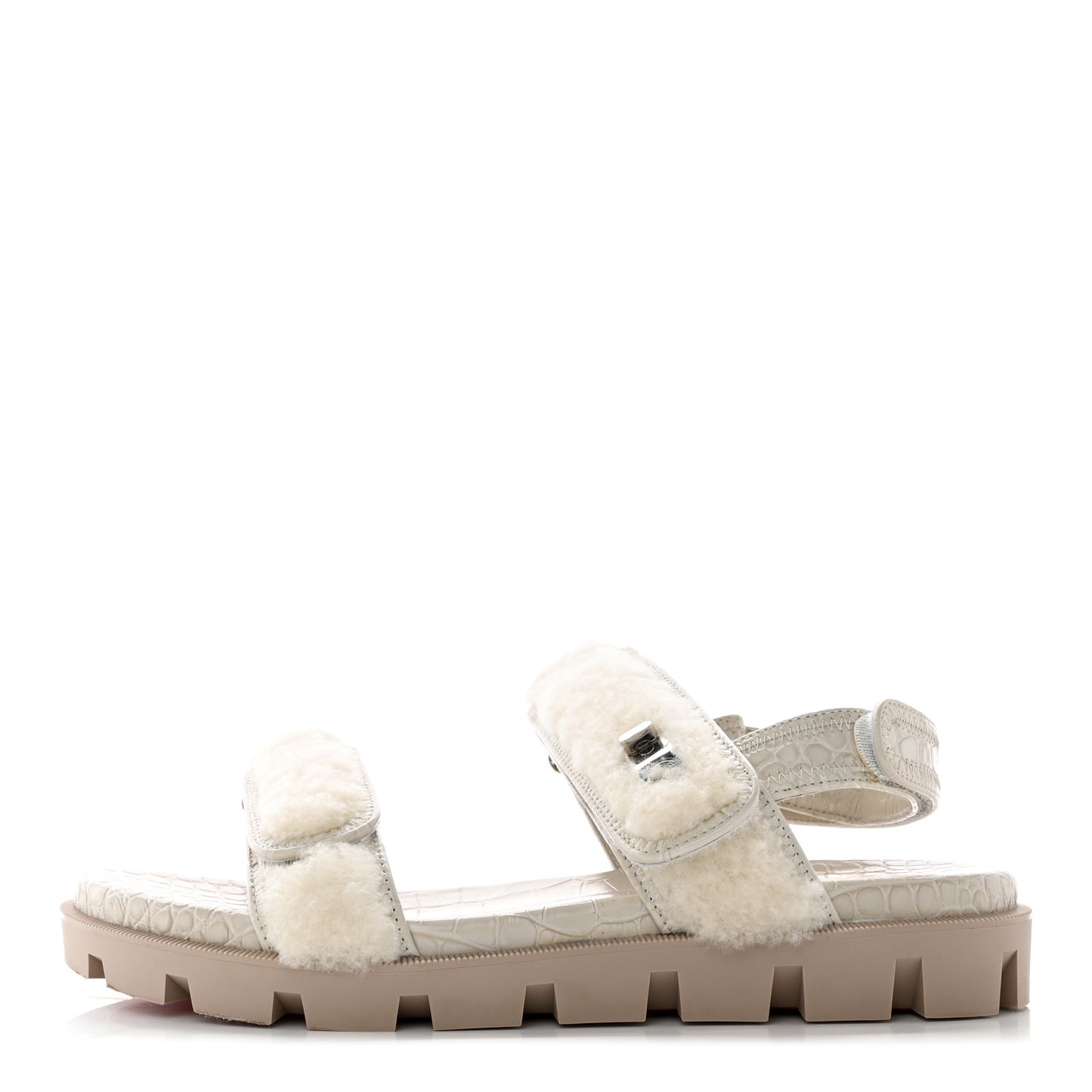 Shearling Lock Sandals 40.5 White
