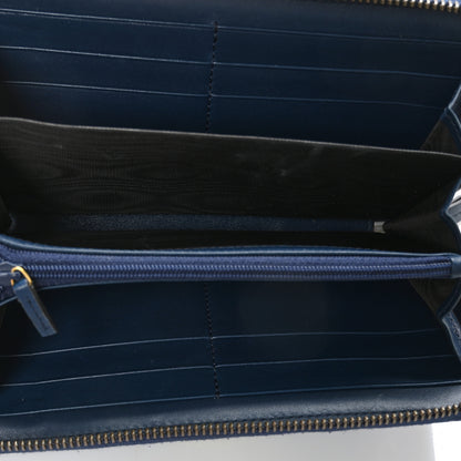 Gucci Calfskin Matelasse GucciGhost GG Marmont Zip Around Wallet Blue Agata Hibiscus Red 5 of 6