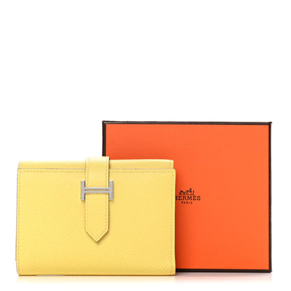 Hermes Epsom Verso Tri-Fold Bearn Compact Wallet Jaune Poussin Nata 13 of 13
