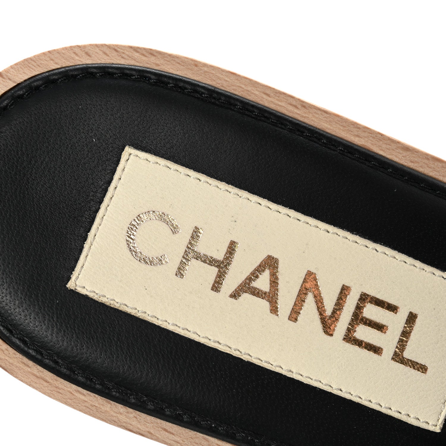 Chanel Lambskin Quilted CC Wedge Sandals 38 Black 9 of 13