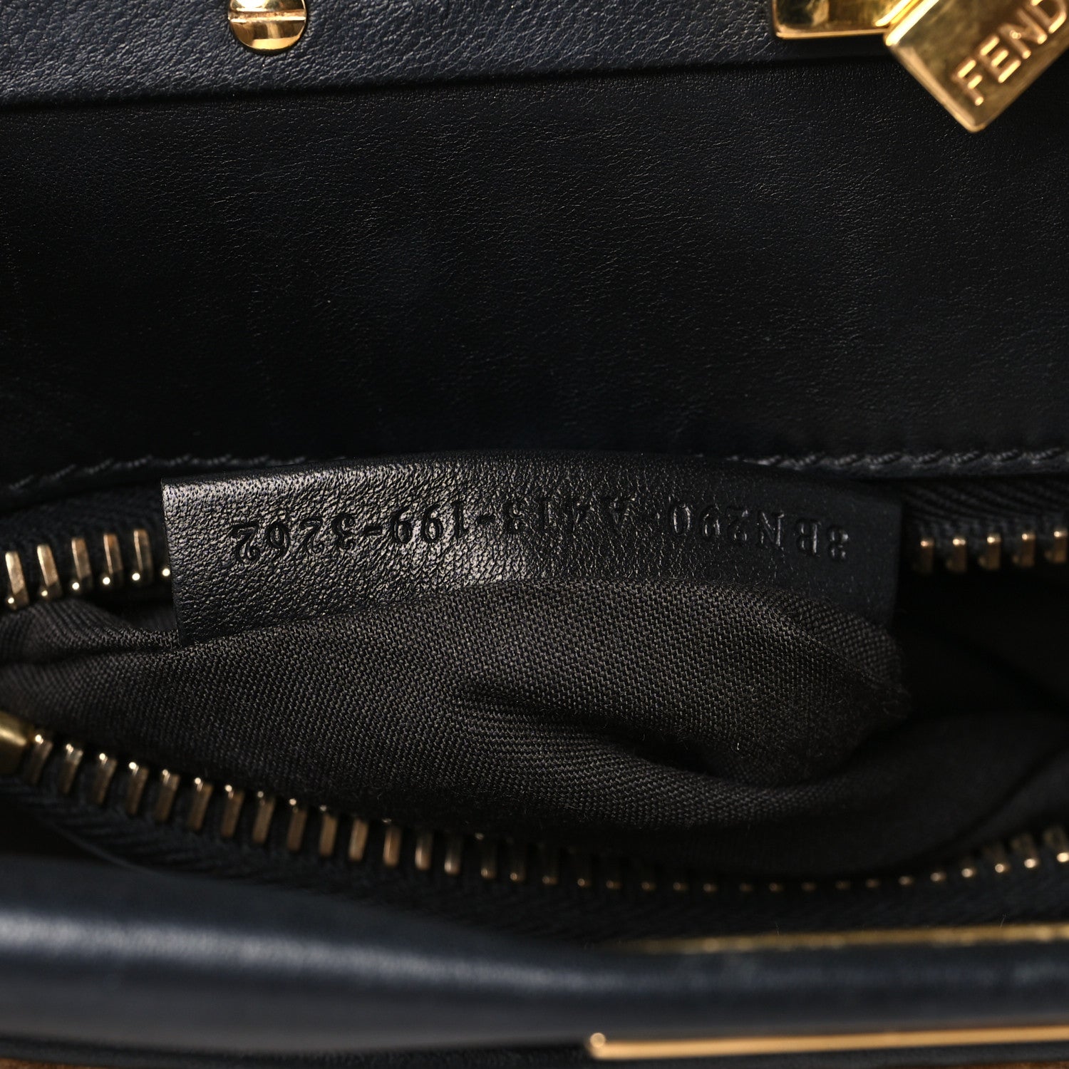 Fendi Shearling Nappa Macro FF 1974 Medium Peekaboo Iconic Satchel Tobacco Black 6 of 8