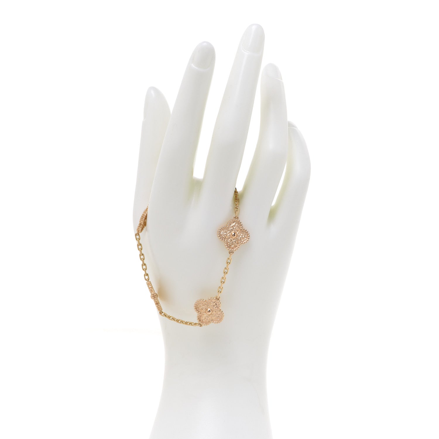 Van Cleef & Arpels 18K Rose Gold 5 Motifs Vintage Alhambra Bracelet 4 of 8