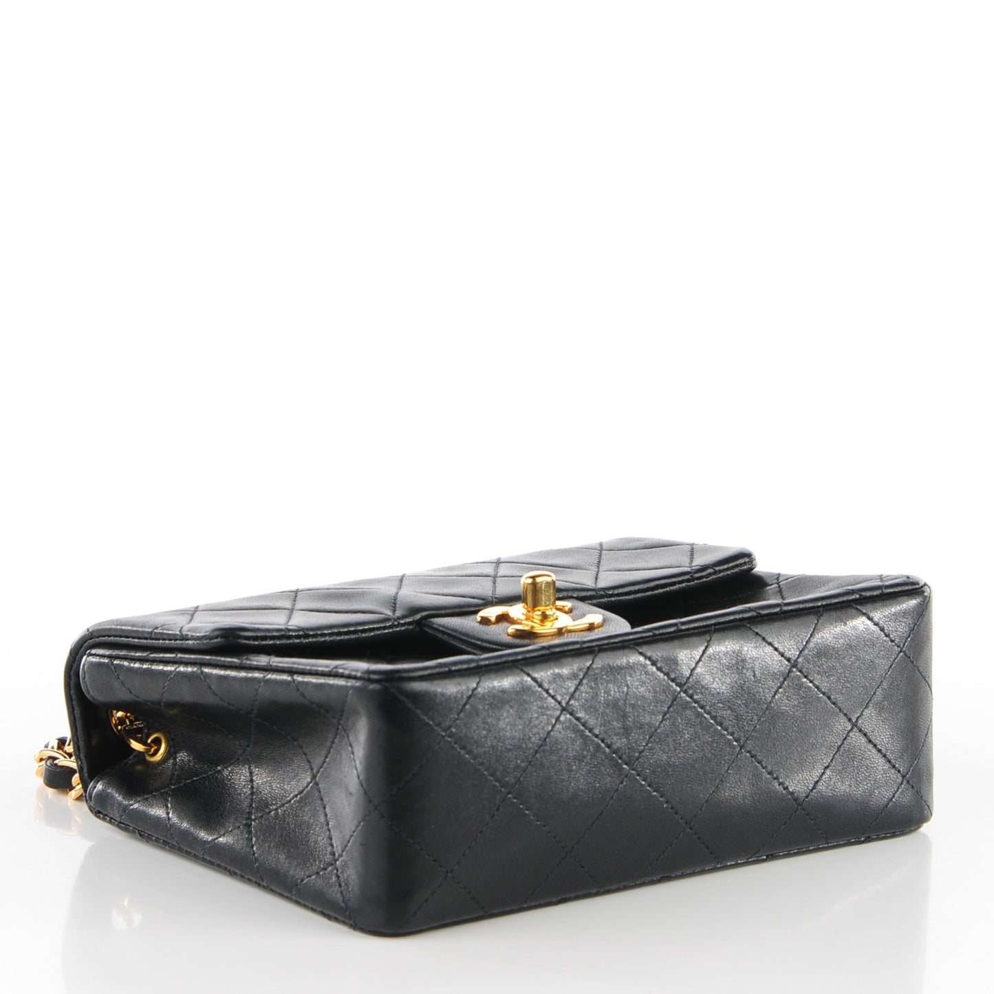 Lambskin Quilted Mini Square Flap Black
