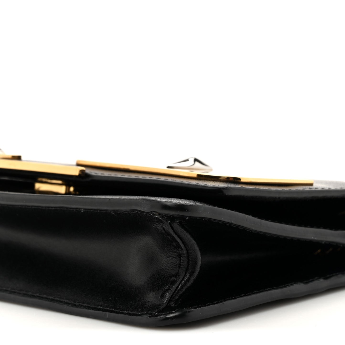 Vitello Liberty Lucido Metal Monster Eyes Tube Wallet on Chain Black