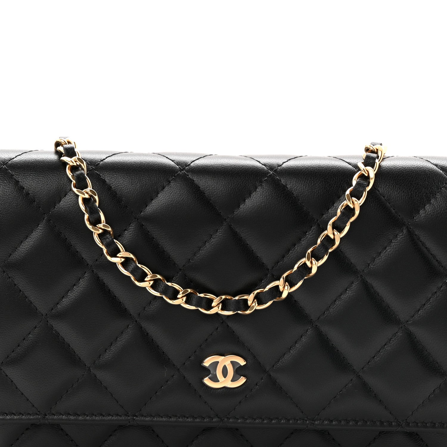 Chanel Lambskin Quilted Wallet On Chain WOC Black 9 of 12