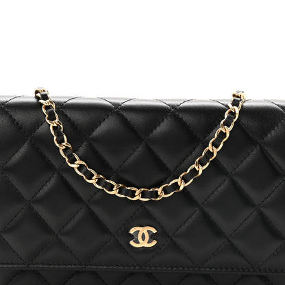 Chanel Lambskin Quilted Wallet On Chain WOC Black 9 of 12