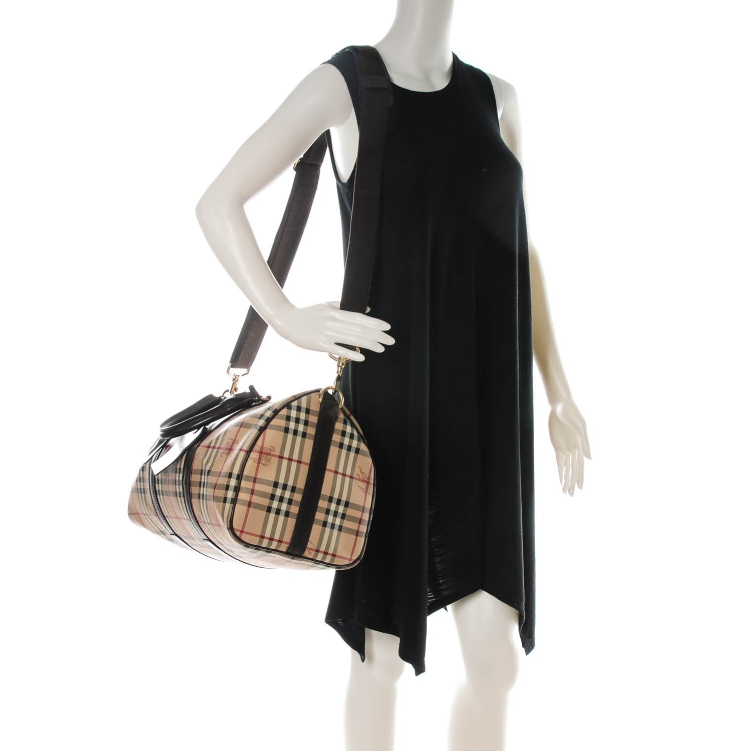 Burberry Haymarket Check Duffle Bag Dark Brown 2 of 11