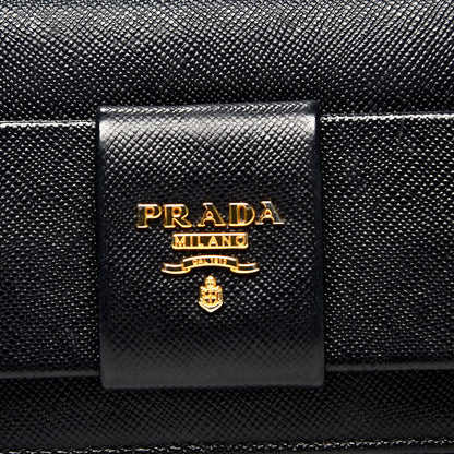 Prada Saffiano Bow Continental Wallet Nero Black 6 of 9