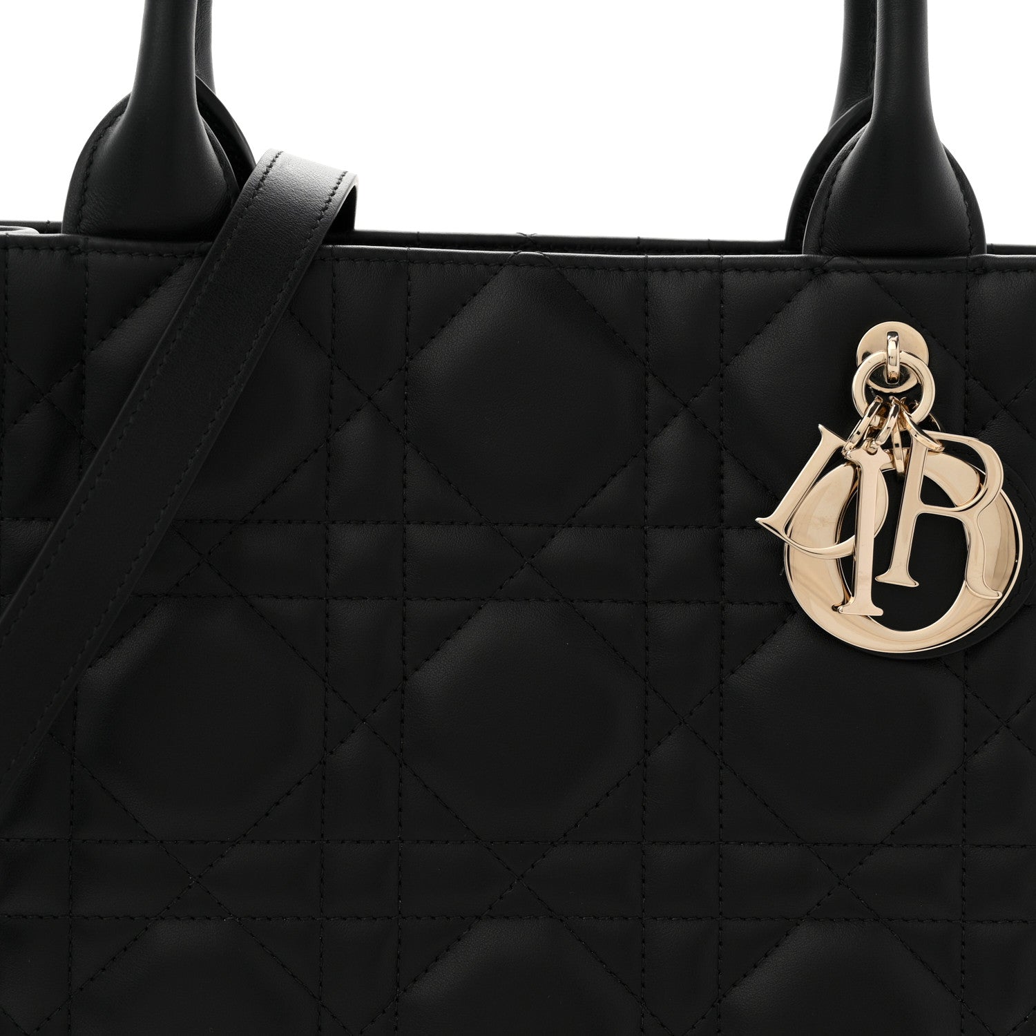 Christian Dior Calfskin Macro Cannage Medium Book Tote Black 7 of 10