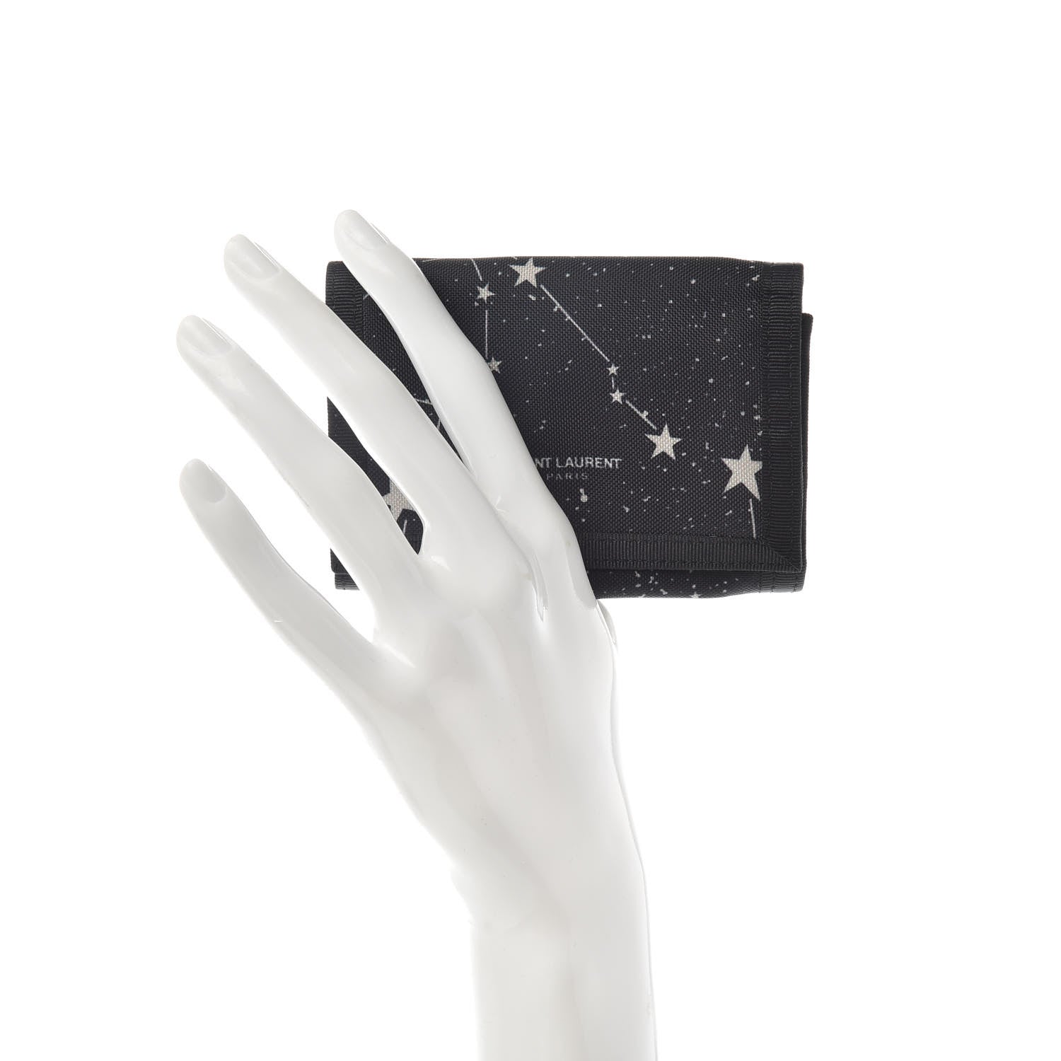 Saint Laurent Nylon Constellation Print Tiny Buffalo Wallet Black 2 of 6