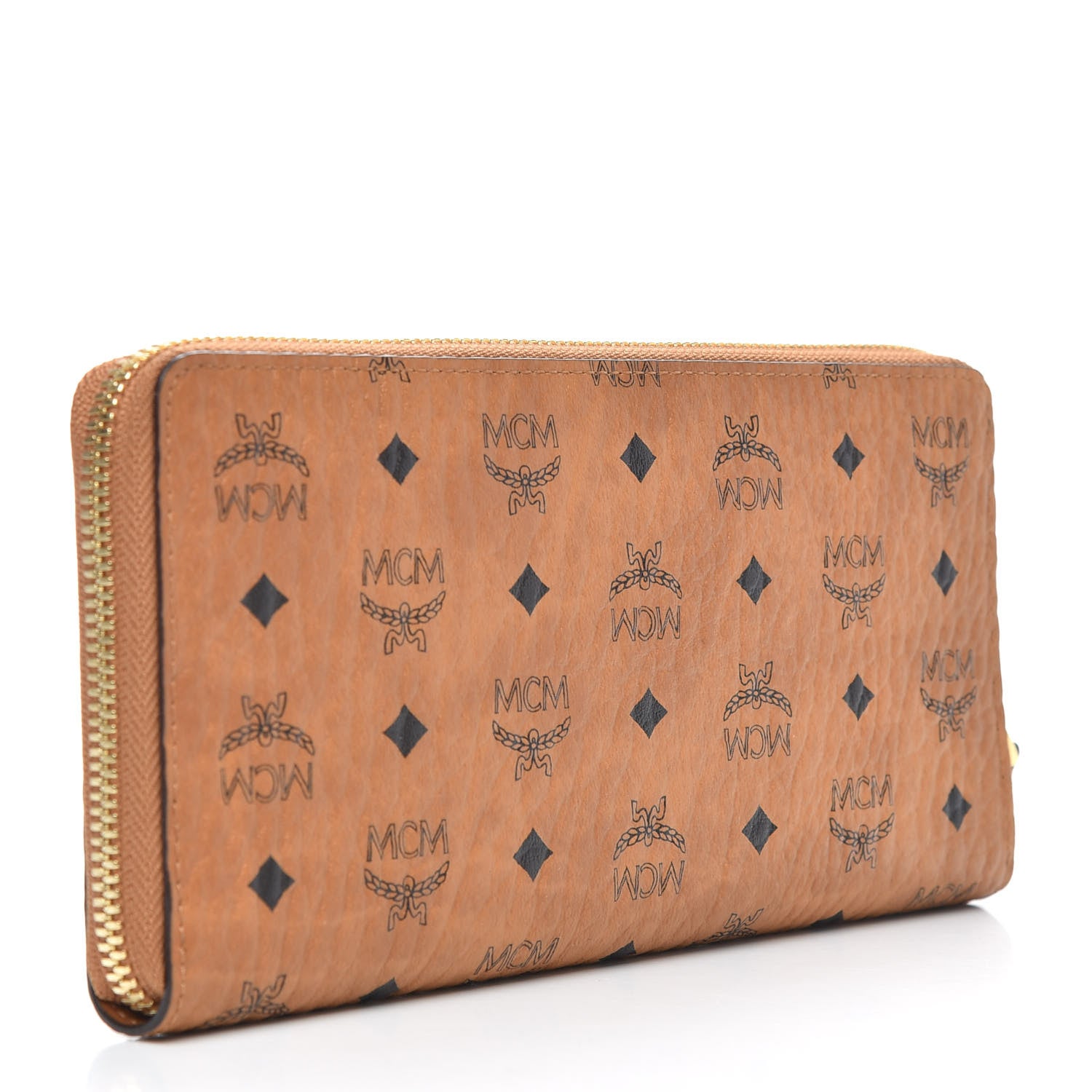 MCM Visetos Large Zip Around Wallet Cognac 3 of 9