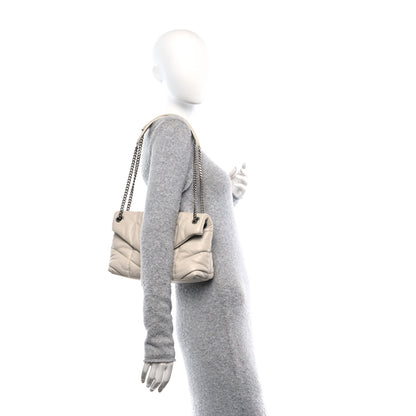 Saint Laurent Lambskin Quilted Small Loulou Puffer Monogram Chain Satchel Crema Soft 2 of 10