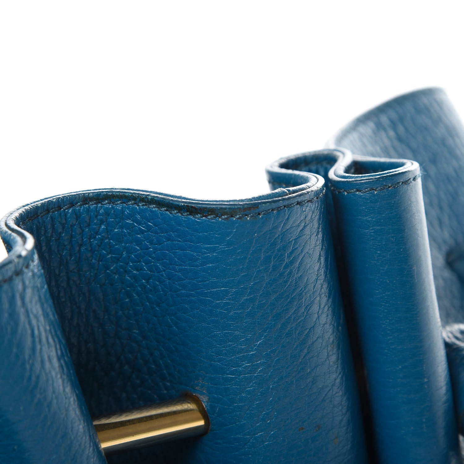 MCM Grained Calfskin Drawstring Bucket Bag Blue 15 of 16